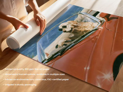 Golden Retriever Driving Print