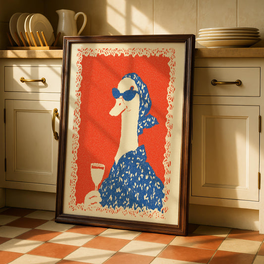 Goose Drinking Wine Print