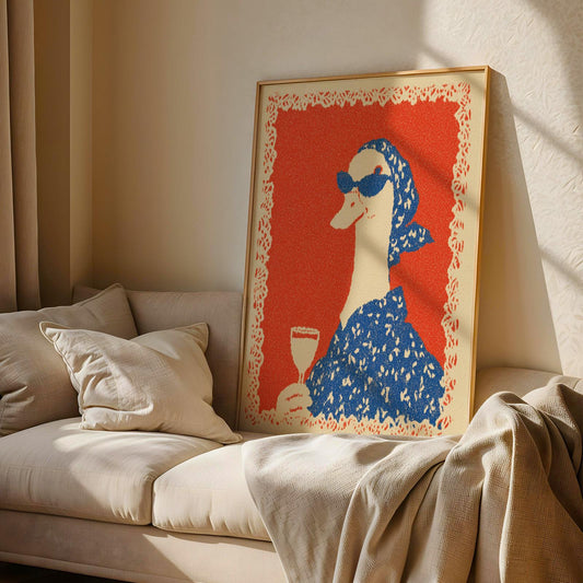 Goose Drinking Wine Print