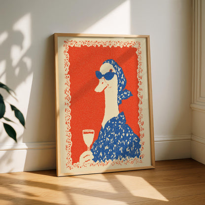 Goose Drinking Wine Print