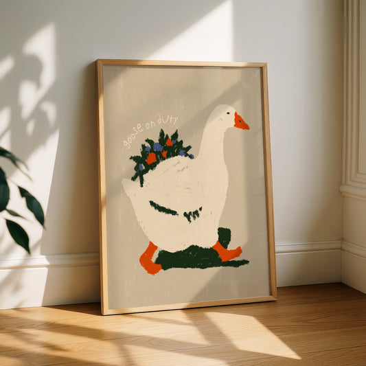 Goose On Duty Floral Print