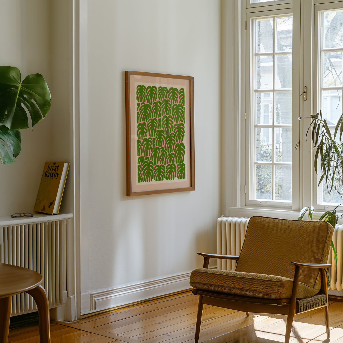 Green Monstera Leaf Print