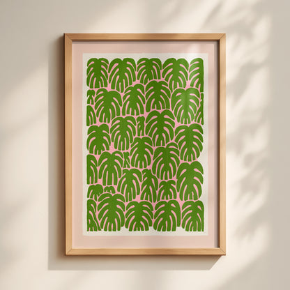 Green Monstera Leaf Print