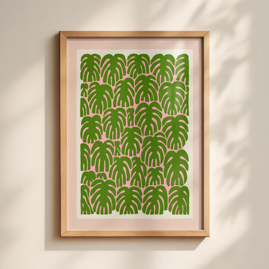 Green Monstera Leaf Print