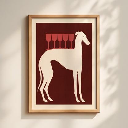 Greyhound Wine Print