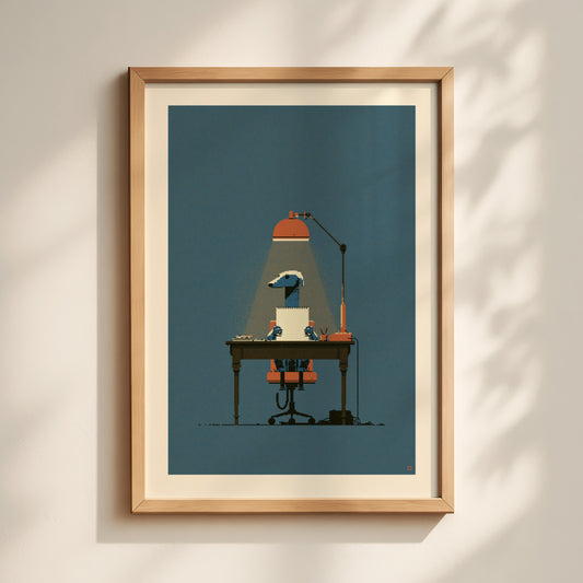 Greyhound at Desk Print