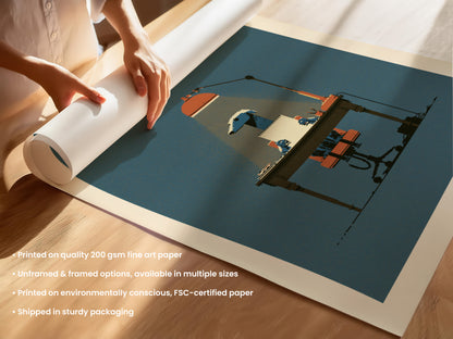Greyhound at Desk Print