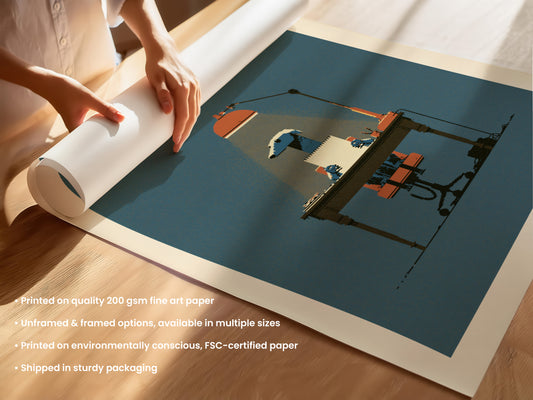 Greyhound at Desk Print
