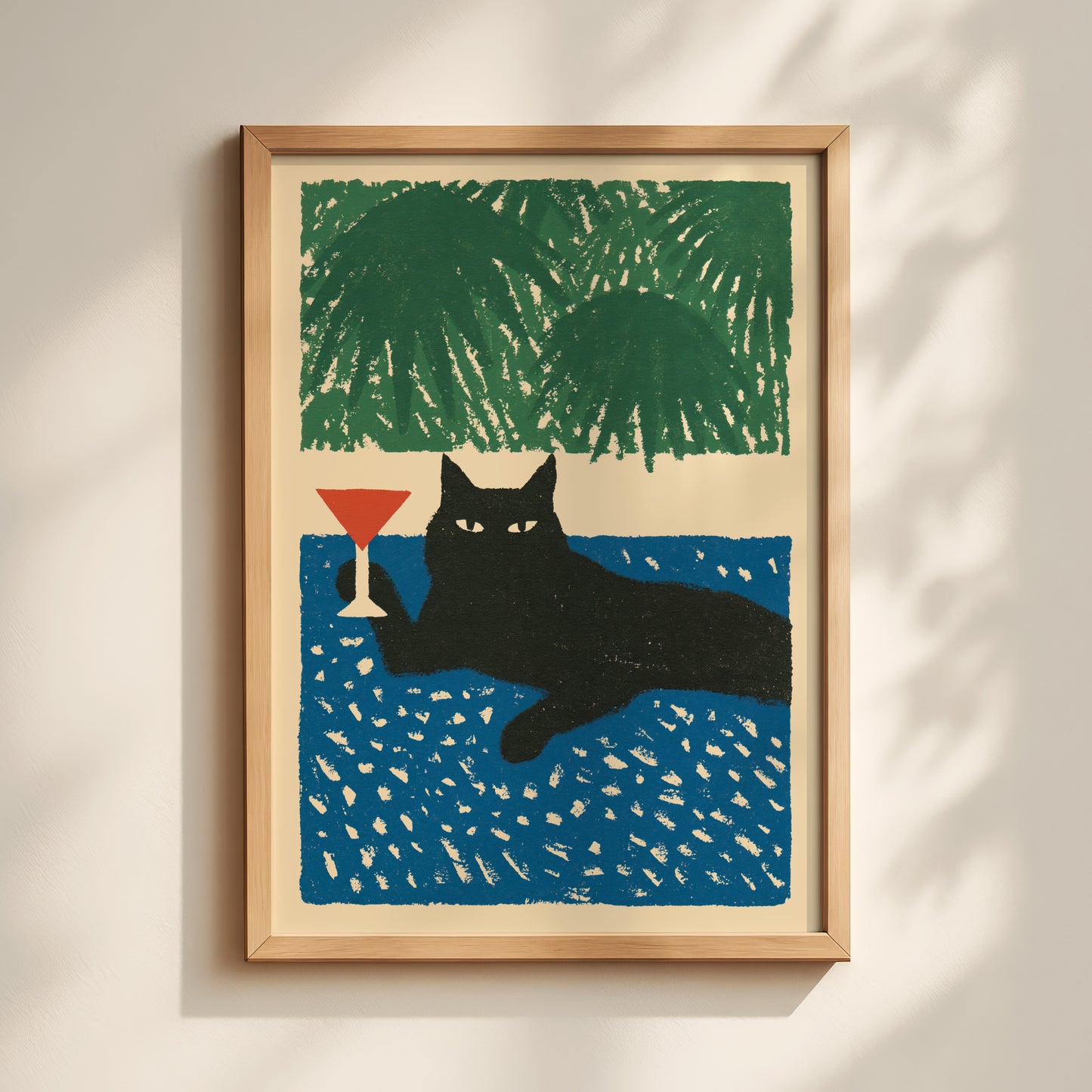 Black Cat Martini Print