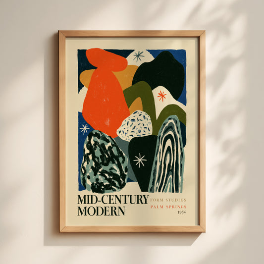 Mid-Century Modern Form Studies Print — Cobalt