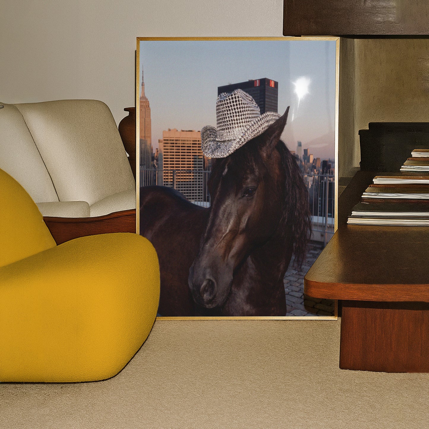 Midnight Cowgirl Horse Print