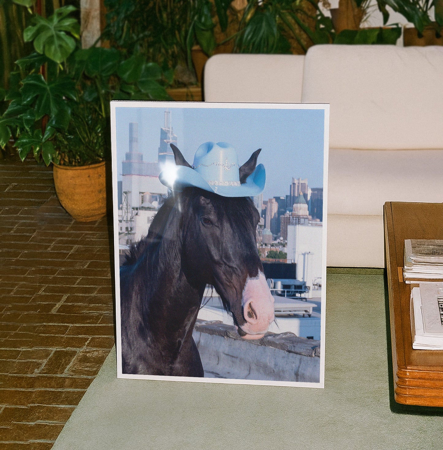 Baby Blue Cowgirl Horse Print