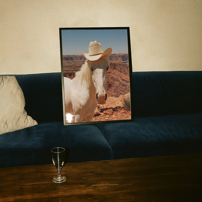 Straw Hat Cowgirl Horse Print