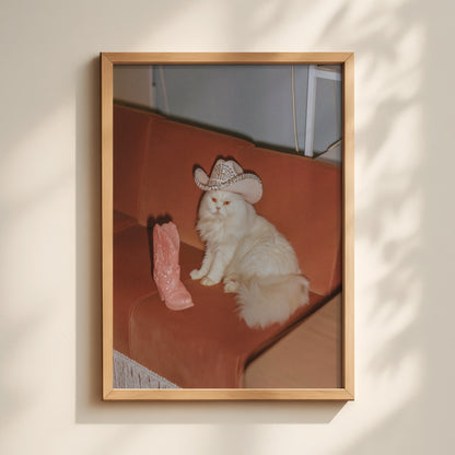 Rhinestone Cowgirl Cat Print
