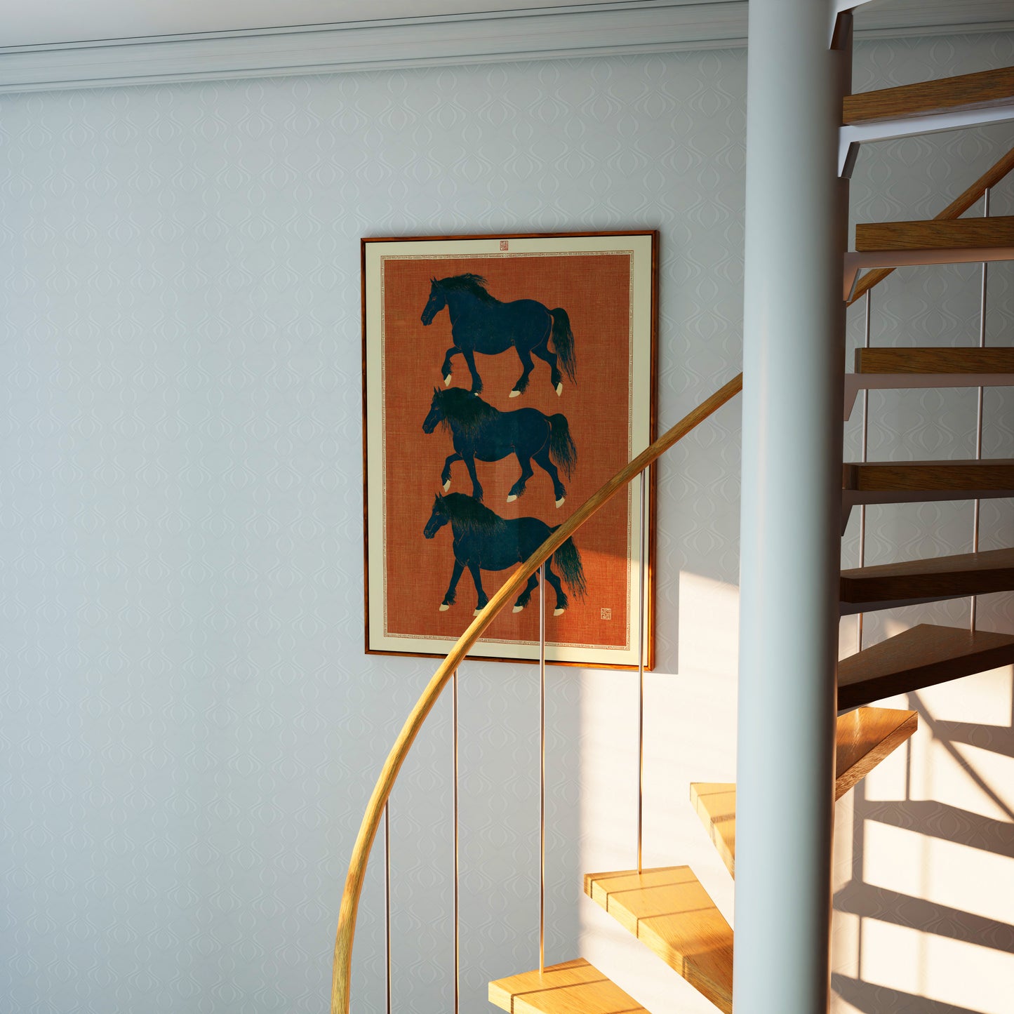 Three Horses Scroll Print