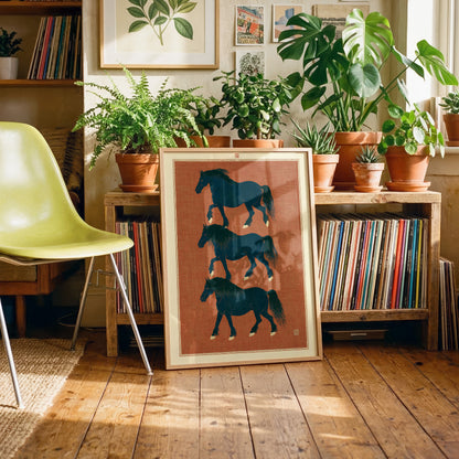 Three Horses Scroll Print