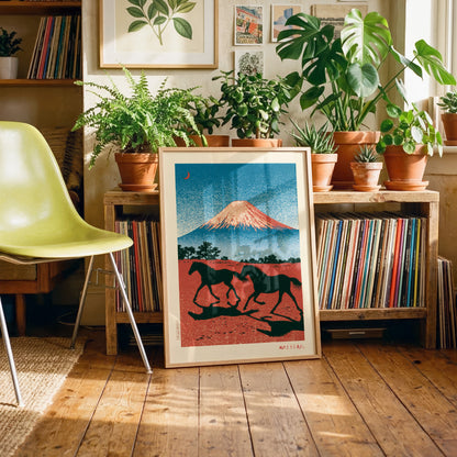 Mount Fuji Horses Print
