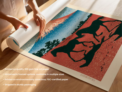 Mount Fuji Horses Print