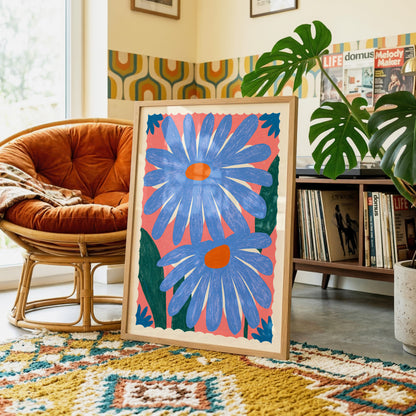 Blue Daisy Print