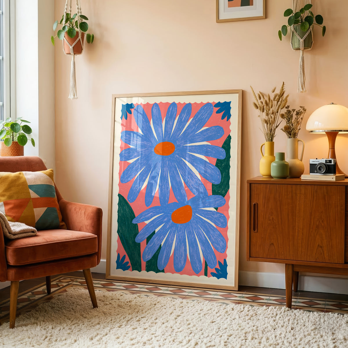 Blue Daisy Print