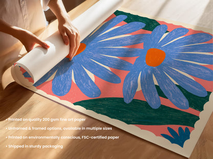 Blue Daisy Print