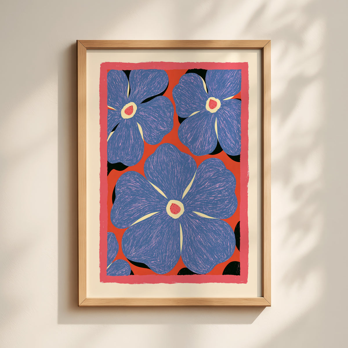 Blue Flower Pattern Print