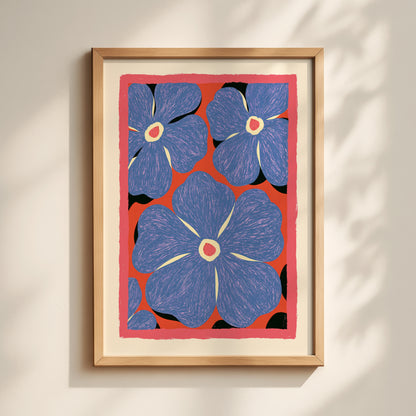 Blue Flower Pattern Print