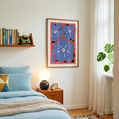 Blue Flower Pattern Print