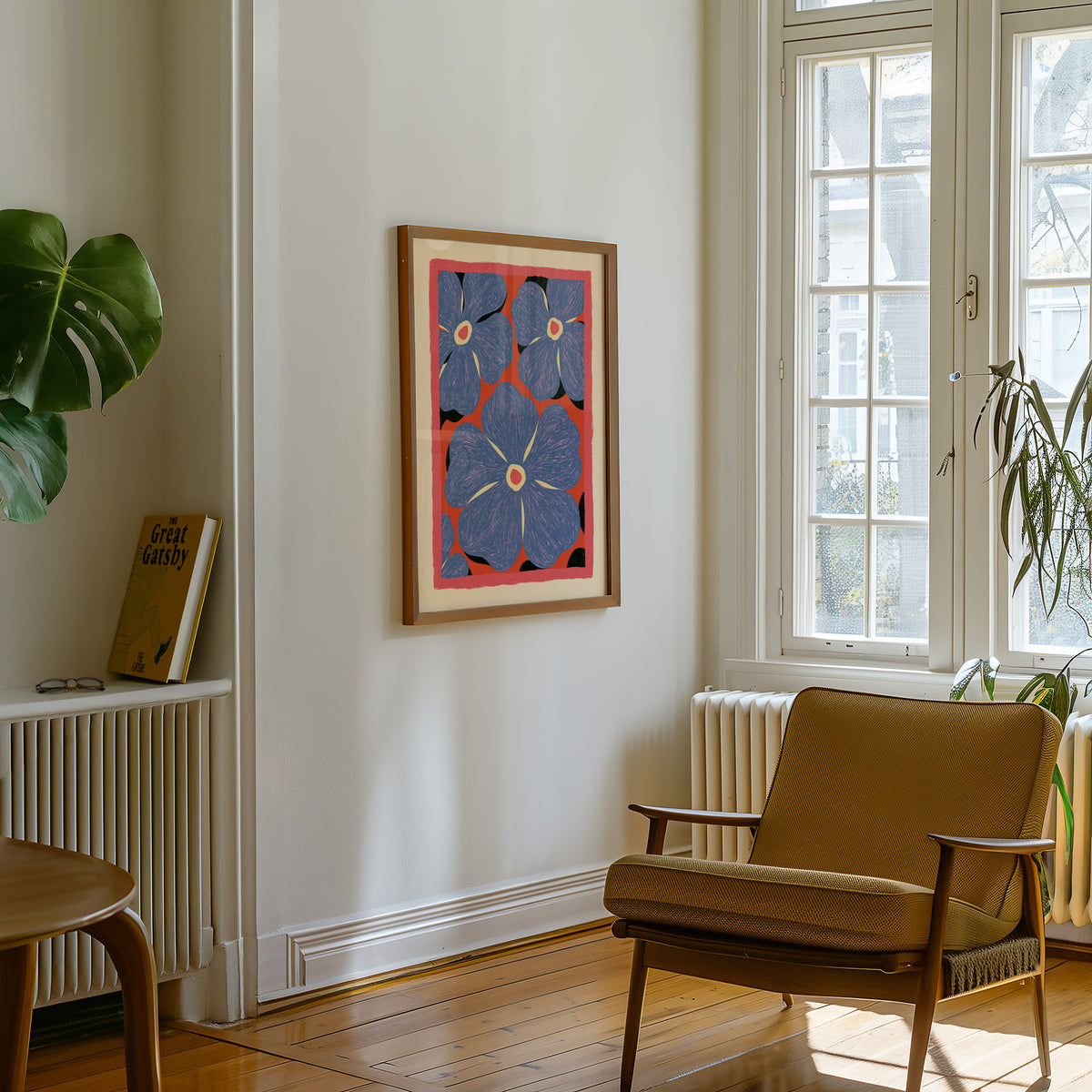 Blue Flower Pattern Print