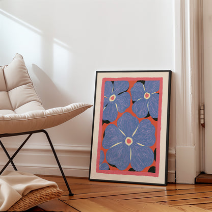 Blue Flower Pattern Print