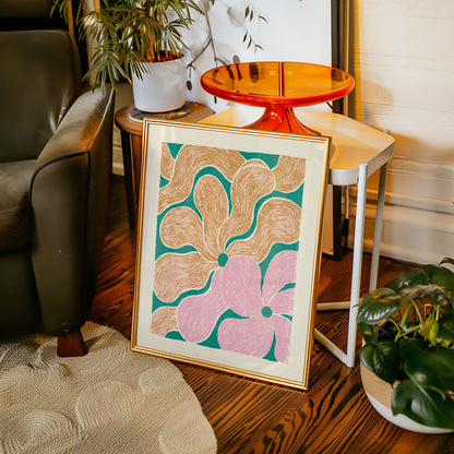 Orange Pink Swirl Print