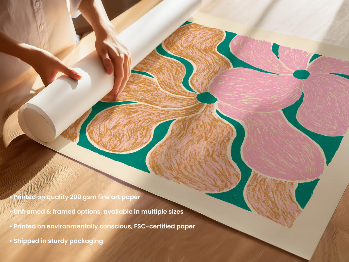 Orange Pink Swirl Print
