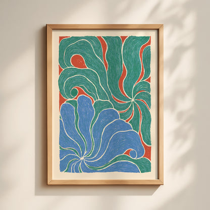Green Blue Swirl Print