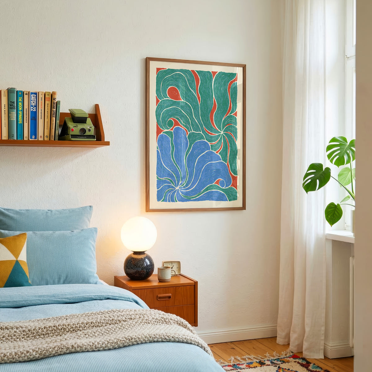 Green Blue Swirl Print