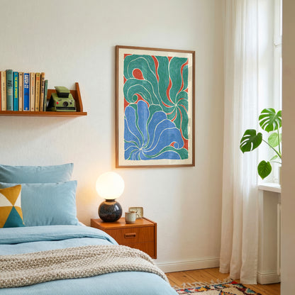 Green Blue Swirl Print