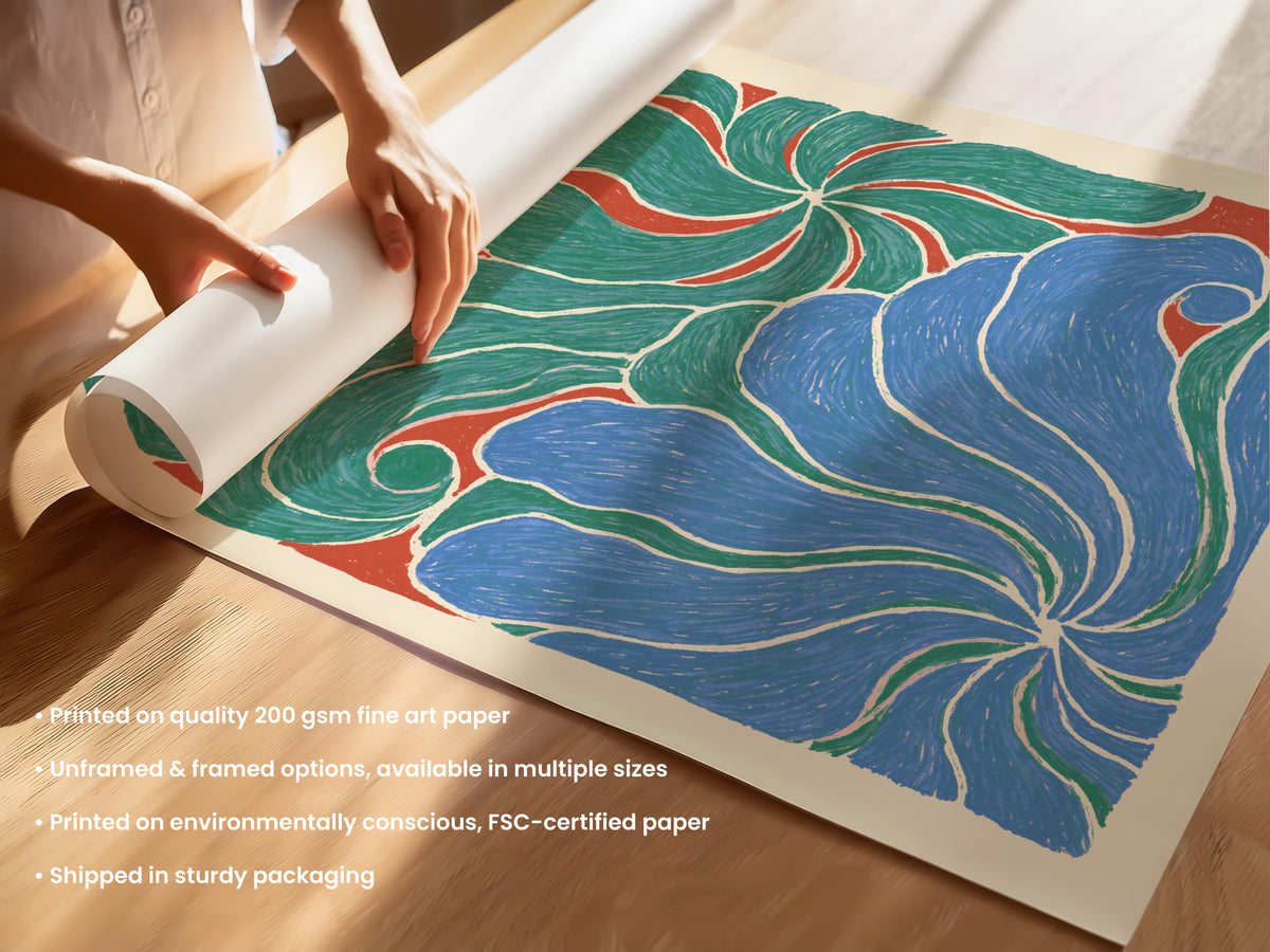Green Blue Swirl Print
