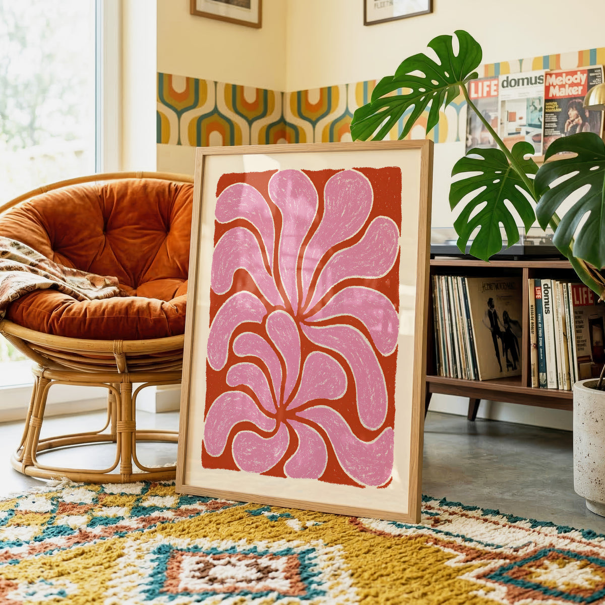 Pink Rust Swirl Print