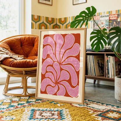 Pink Rust Swirl Print