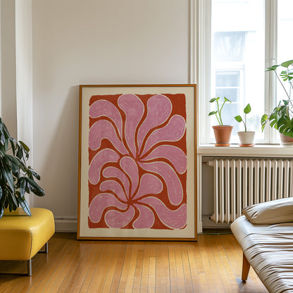 Pink Rust Swirl Print