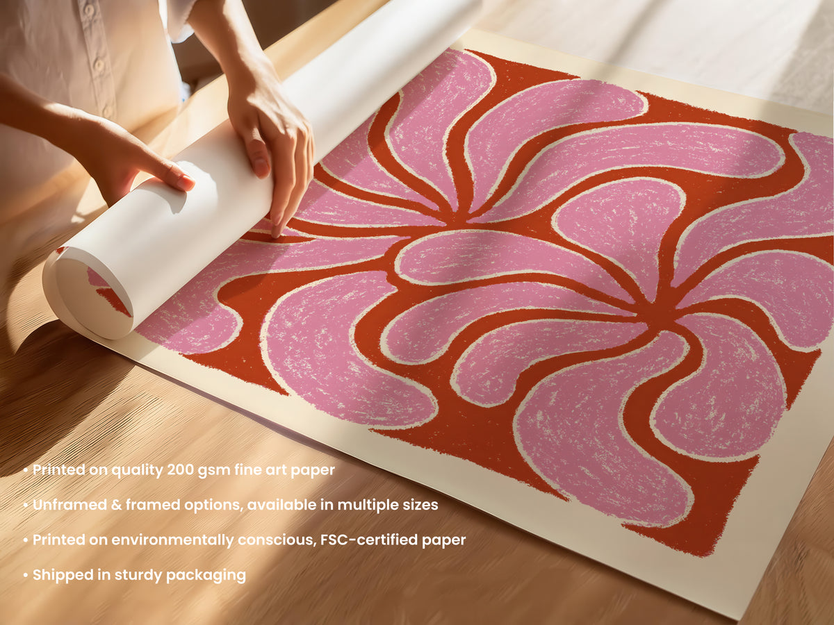 Pink Rust Swirl Print