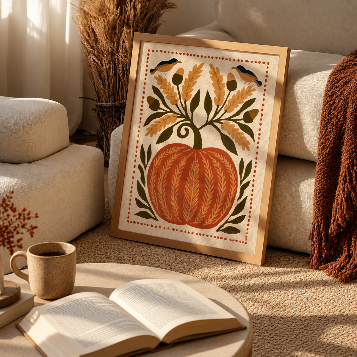 Harvest Pumpkin Folk Print Living Room 2 (autumnal).jpg