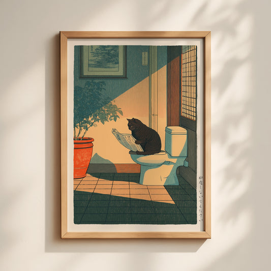 Japanese Cat Bathroom Print