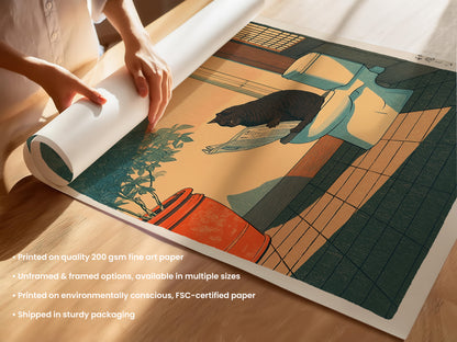 Japanese Cat Bathroom Print