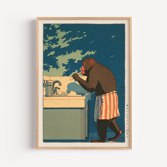 Japanese Monkey Bathroom Print