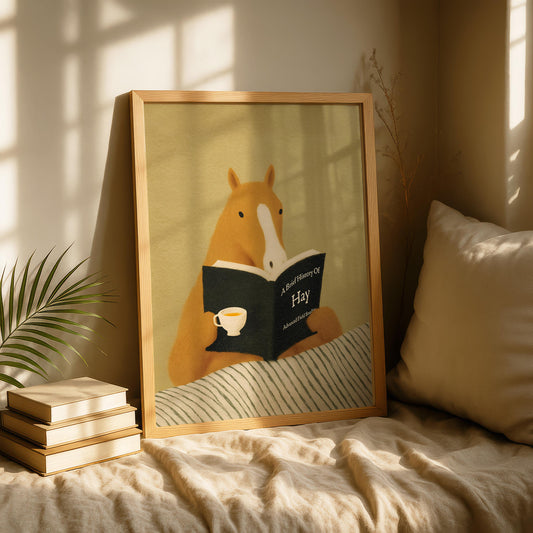 Horse Reading in Bed Print