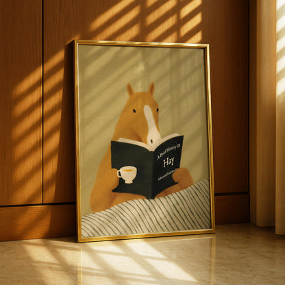 Horse Reading in Bed Print