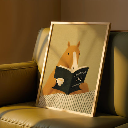 Horse Reading in Bed Print