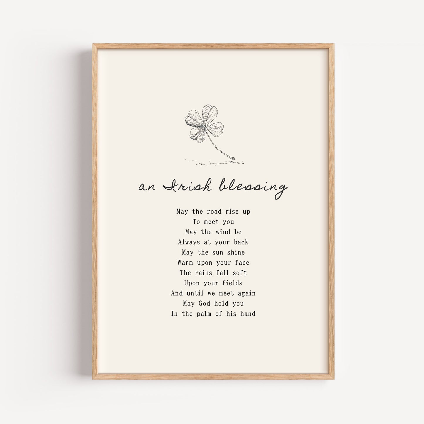 Irish Blessing Wall Art Print - Four Leaf Clover