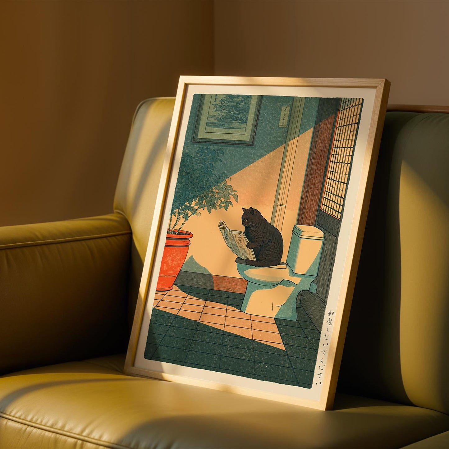 Japanese Cat Bathroom Print