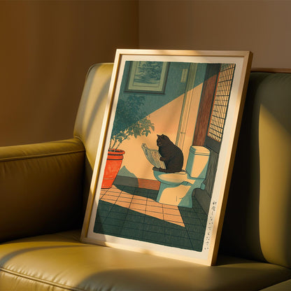 Japanese Cat Bathroom Print
